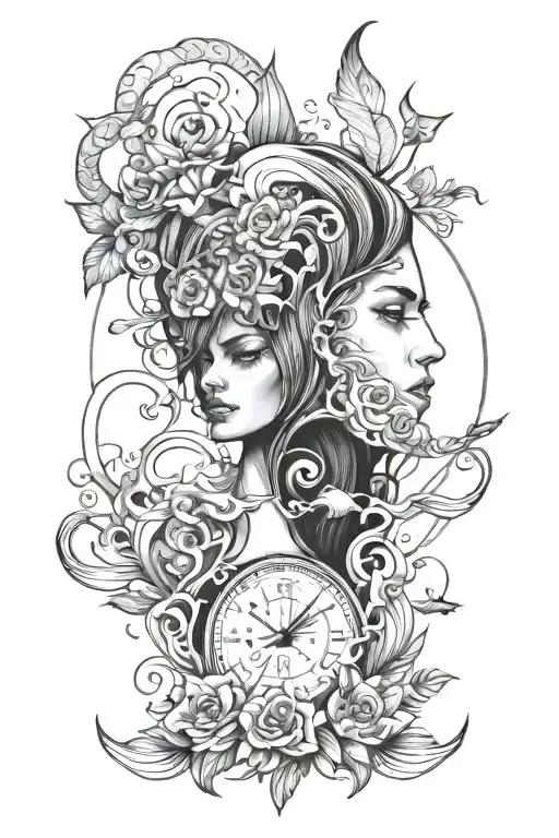fine line drawing tattoo design idea