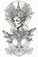 fine line drawing tattoo design idea