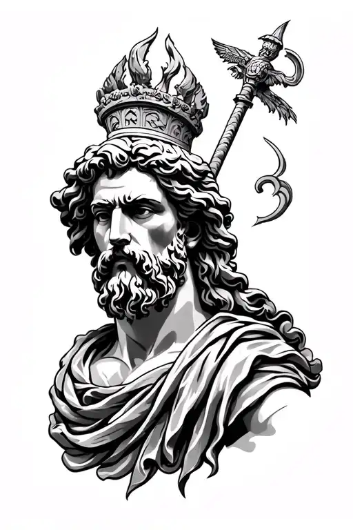 roman zeus god tattoo design idea