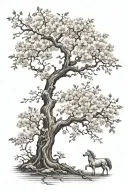 blossom tree & fertility symbol & warrior princess  tattoo design idea