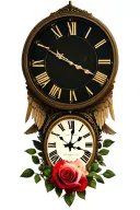 roses angels clock tattoo design idea