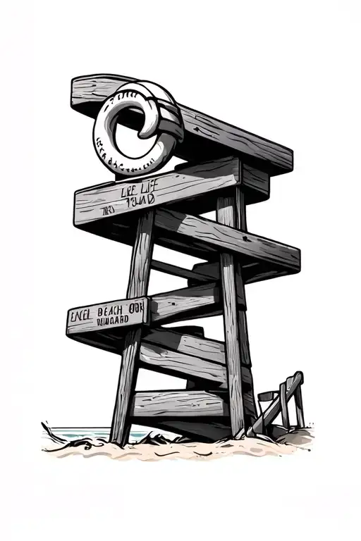 beach lifeguard ring tattoo design idea