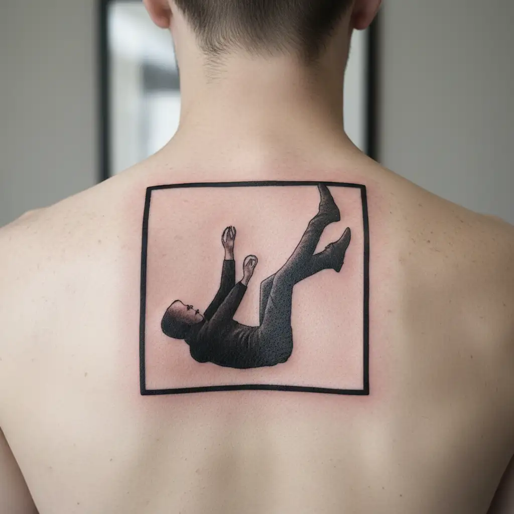 an alien falling in the air tattoo design idea