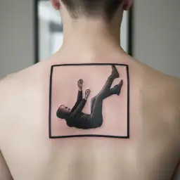 an alien falling in the air tattoo design idea