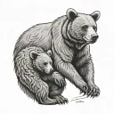 mama bear holding her cub tattoo design idea