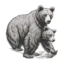 mama bear holding her cub tattoo design idea