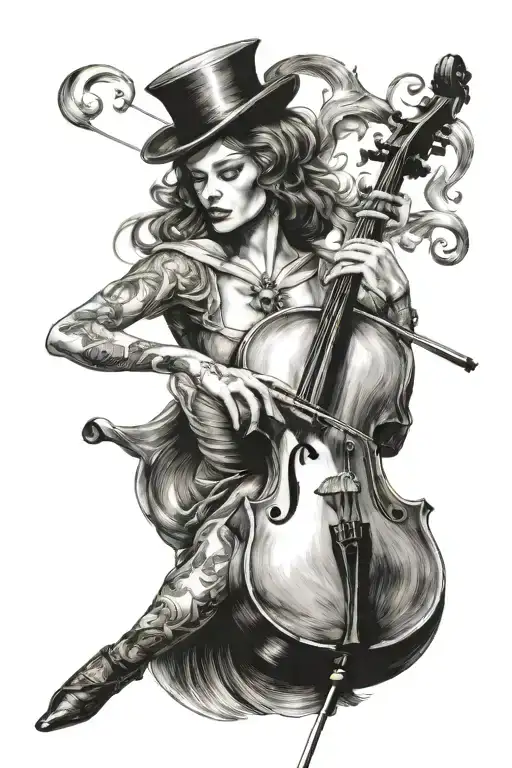 dirty bitch lady cellist tattoo design idea