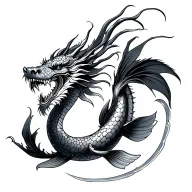 Dragon samurai koi fish swimming tattoo design idea