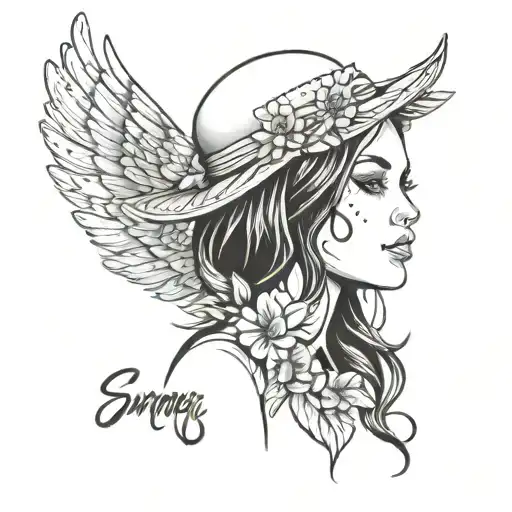 summer girl word tattoo design idea