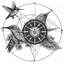 hummingbird mandala clock tattoo design idea