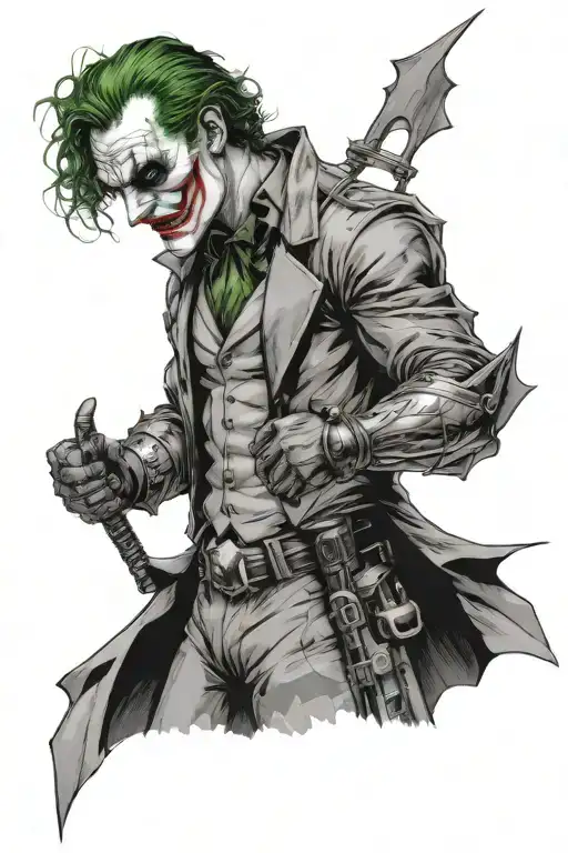 joker and Batman Gotham city tattoo design idea