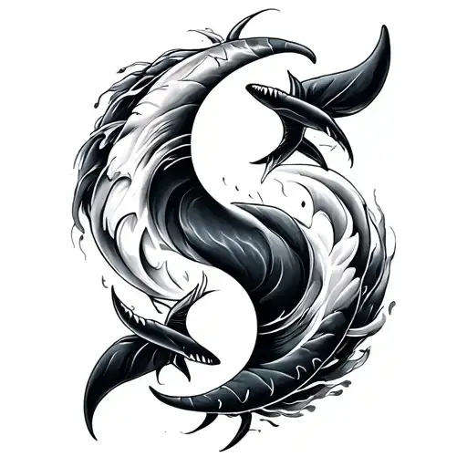 Shark Yin Yang tattoo design idea
