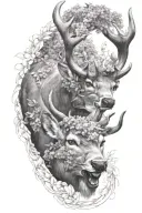 whitetail deer wrapped in lilacs tattoo design idea
