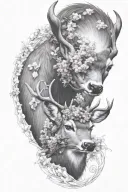 whitetail deer wrapped in lilacs tattoo design idea