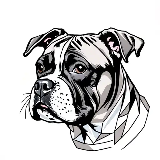 boxer dogs face tattoo design idea