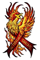 stroke survivor ribbon phoenix rising from flames tattoo design idea