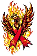 stroke survivor ribbon phoenix rising from flames tattoo design idea