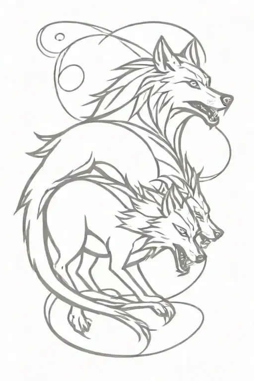 wolf and dragon tattoo design idea