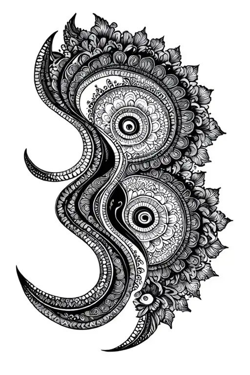 Hindu symbols tattoo design idea