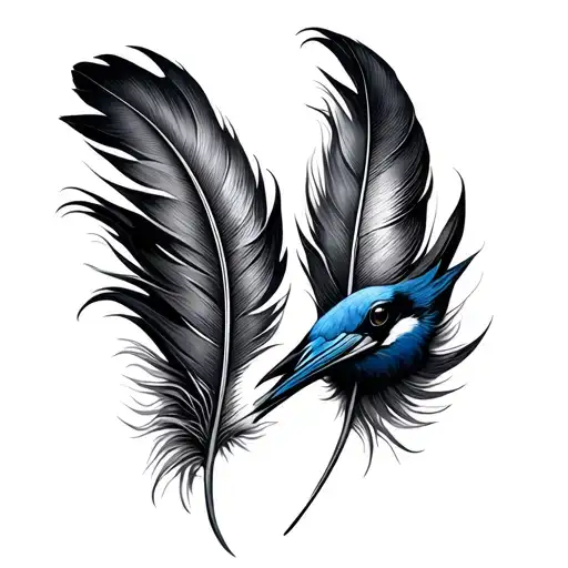 Feather in the form of infinity with birds tattoo design idea