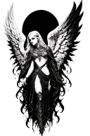 gothic Angel with cyber cygilism tattoo design idea