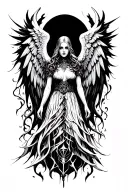 gothic Angel with cyber cygilism tattoo design idea