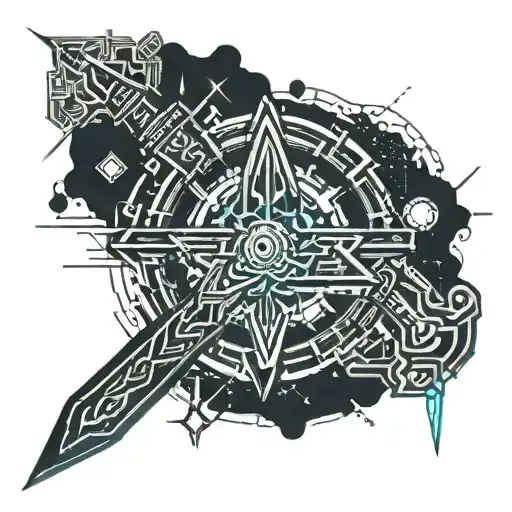 Arcane sword surrounded tattoo design idea