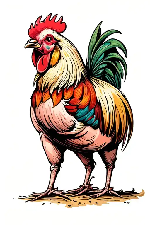 pig and rooster tattoo design idea