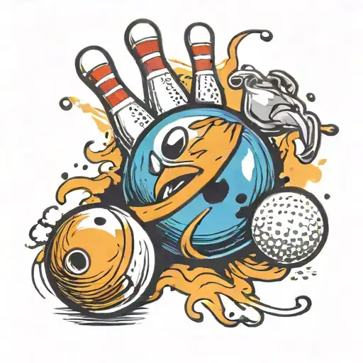 Bowling and Golf ball tattoo design idea