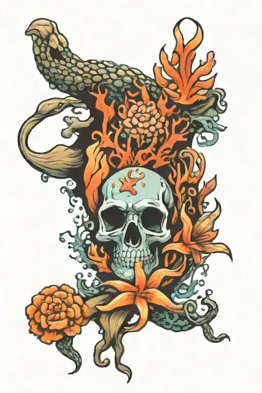 coral reef tattoo design idea