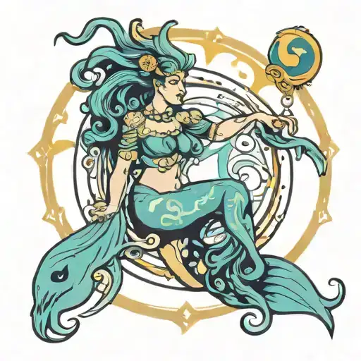 aquarius zodiac symbol incorporated tattoo design idea