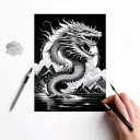 water, cloud, mountain & dragon tattoo design idea