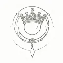 moon, wine glass, princess crown. circular design tattoo design idea
