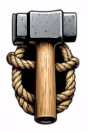 realistic sledgehammer with rope around top and handle tattoo design idea