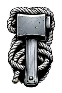 realistic sledgehammer with rope around top and handle tattoo design idea