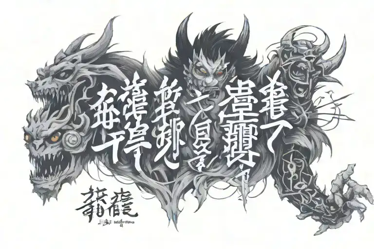 Script reading "When does a man become a Monster?" tattoo design idea