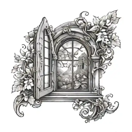 fairy tale window with light tattoo design idea