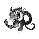 tiger and dragon and ruby and opal and Leo and Scorpio  tattoo design idea
