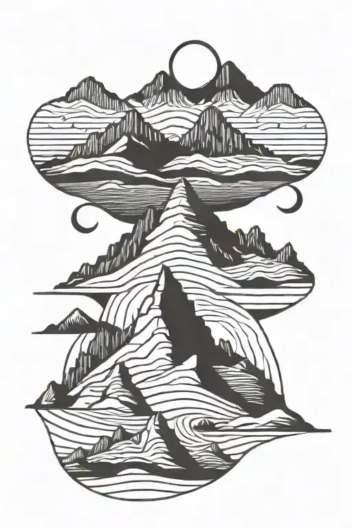 Desert Mountain range silhouette tattoo design idea