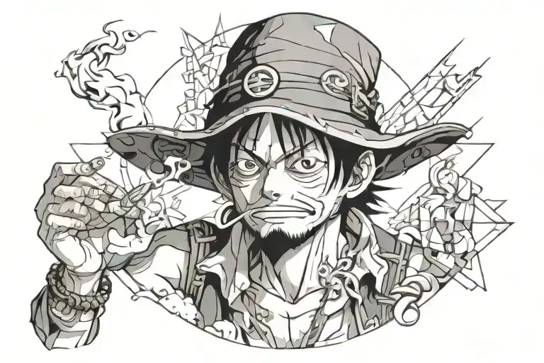 Luffy smoking tattoo design idea