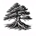 Lebanese cedar tree intertwined tattoo design idea