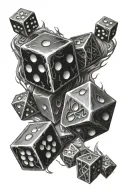 dnd dice in a vertical tattoo design idea