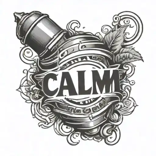 the words "calm like a bomb" in the shape of a grenade tattoo design idea