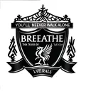 Liverpool logo with the phrase "BREATHE; YOU'LL NEVER WALK ALONE" around it tattoo design idea