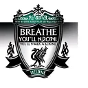Liverpool logo with the phrase "BREATHE; YOU'LL NEVER WALK ALONE" around it tattoo design idea