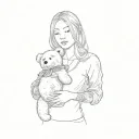 a woman holding a teddy bear tattoo design idea