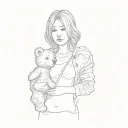 a woman holding a teddy bear tattoo design idea