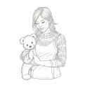 a woman holding a teddy bear tattoo design idea