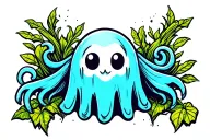 cute cartoon ghost tattoo design idea