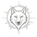 Imagine a minimalist tattoo on the forearm where a majestic wolf occupies the center of the composition, representing strength and wisdom. Around the wolf, seven intricately designed symbols represent the seven hermetic principles, creating a circle around the animal. tattoo design idea